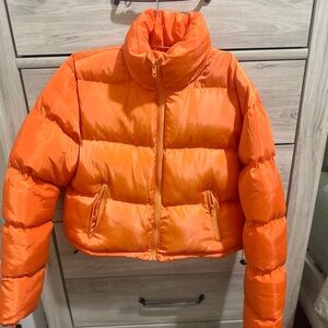 Orange short Puffer Jacket for women XL